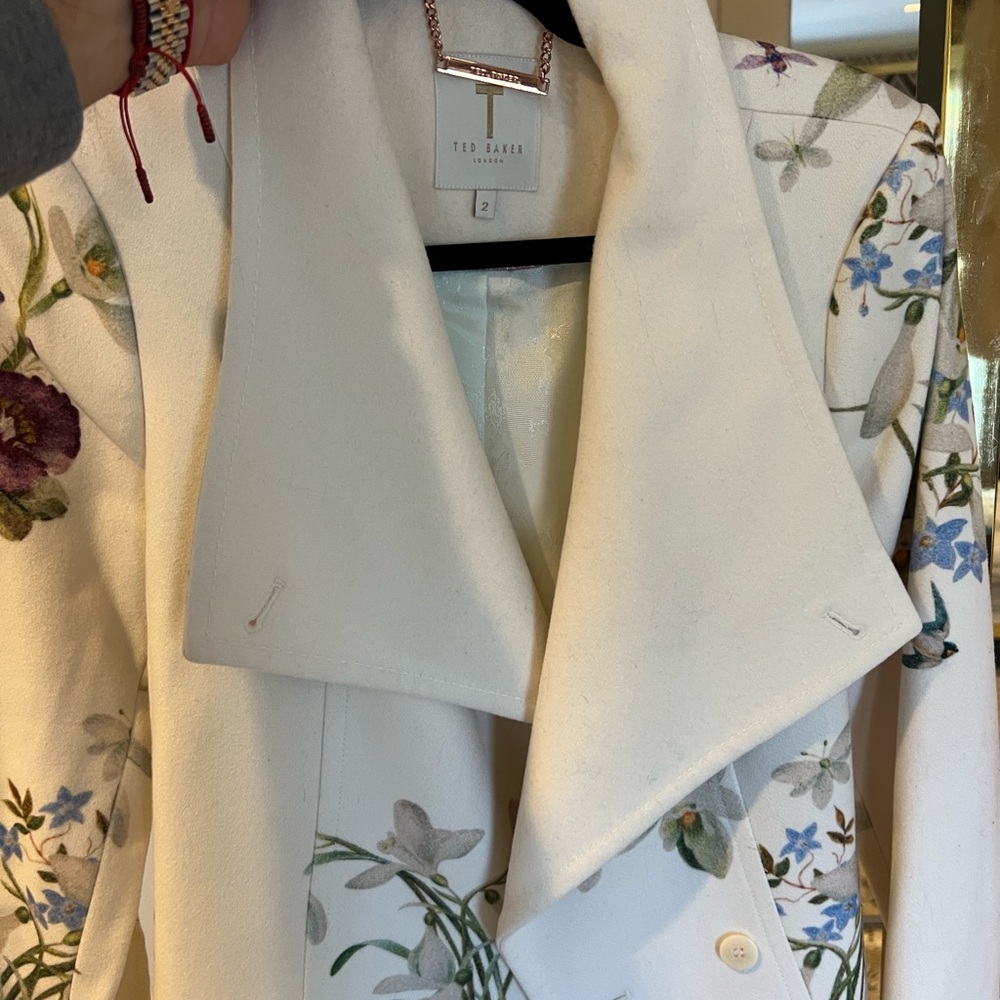 Ted Baker White Floral Trench Coat - Picture 3 of 4